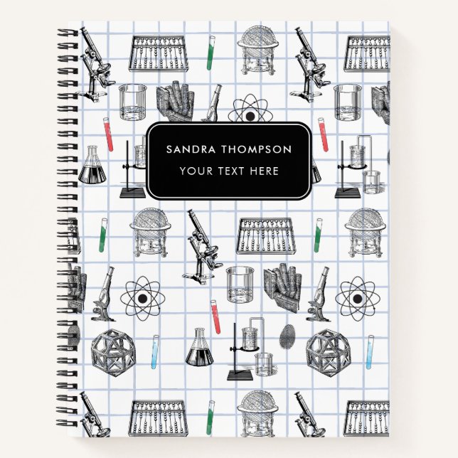 Personalized Science Chemistry Scientist Pattern Notebook (Front)
