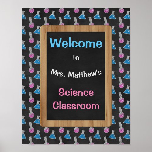 Personalized Science Classroom Poster with Beakers