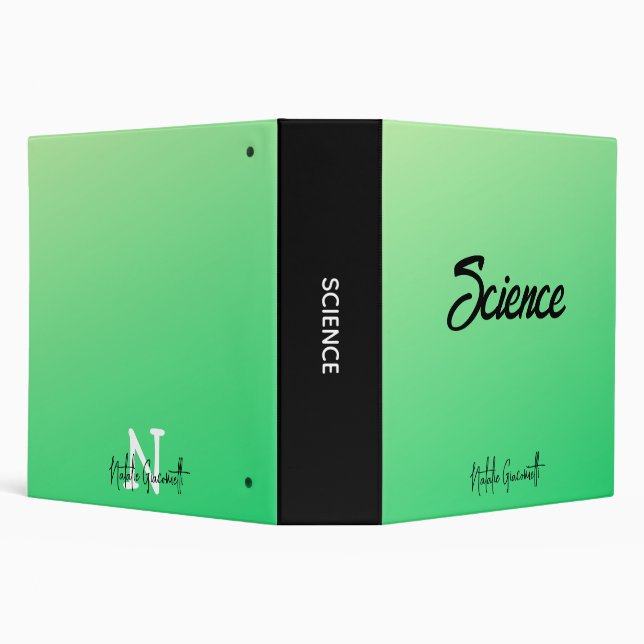 Personalized Science Green School Subject  3 Ring  3 Ring Binder (Background)