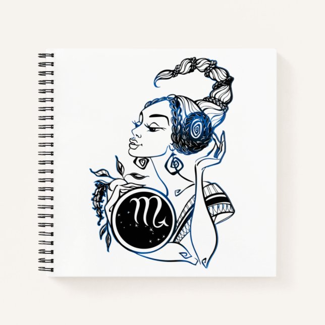 Personalized Scorpio Art Deco Lady Notebook (Front)