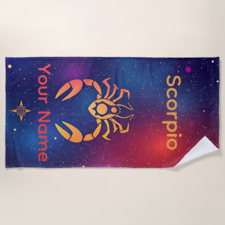 Personalized Scorpio Astrology Sign Beach Towel