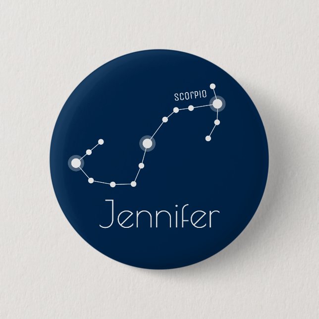 Personalized Scorpio Zodiac Constellation Pinback Button (Front)