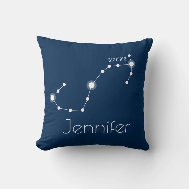Personalized Scorpio Zodiac Constellation Throw Pillow (Front)
