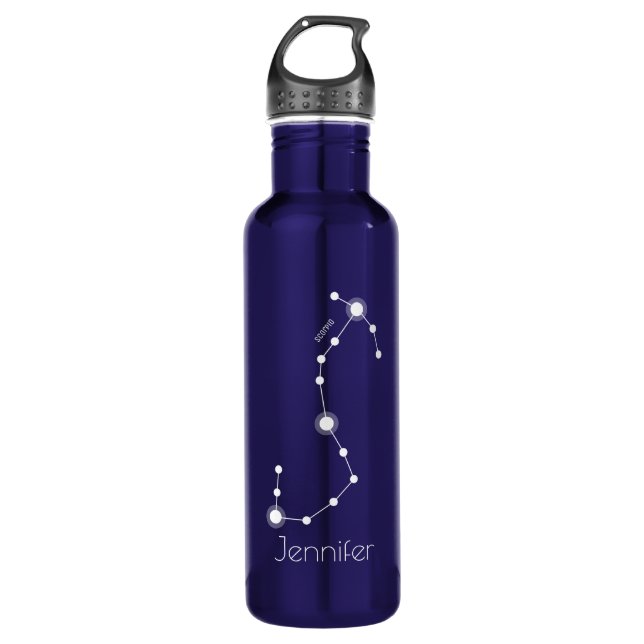 Personalized Scorpio Zodiac Constellation Water Bottle (Front)