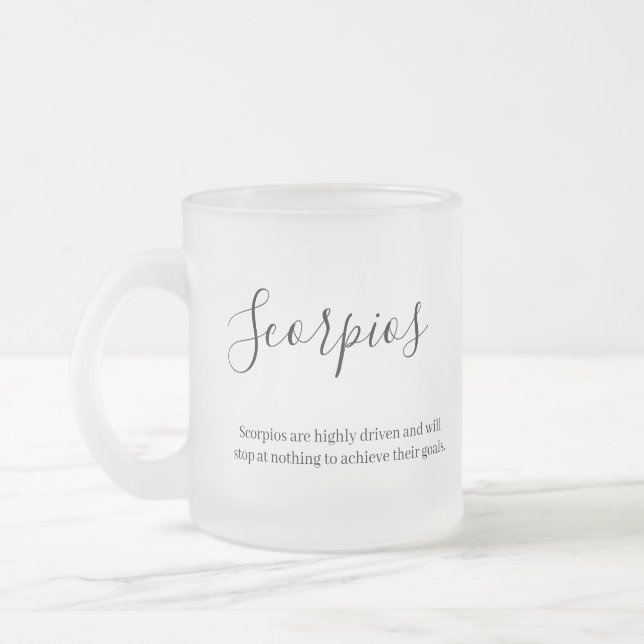 "Personalized Scorpios Zodiac sign and quality Mag Frosted Glass Coffee Mug (Left)