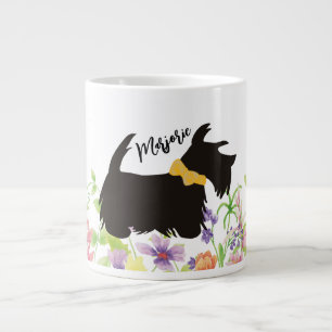Personalized Scottie dog coffee mug, Garden flower Giant Coffee Mug