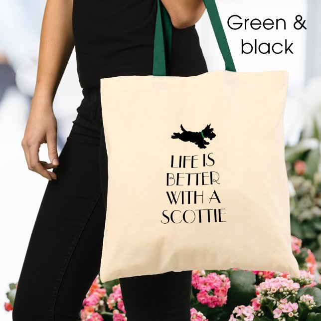 Personalized Scottie Dog Green Collar Tote Bag (Creator Uploaded)