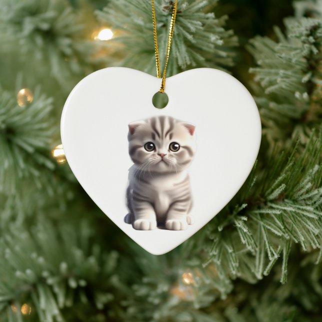 Personalized Scottish Fold Kitten Ceramic Ornament (Tree)