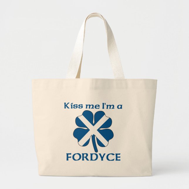 Personalized Scottish Kiss Me I'm Fordyce Large Tote Bag (Front)