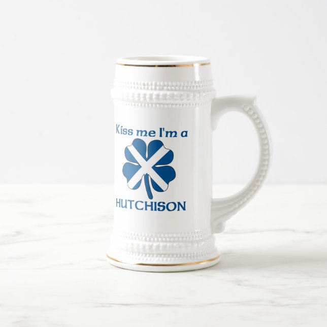 Personalized Scottish Kiss Me I'm Hutchison Beer Stein (Right)