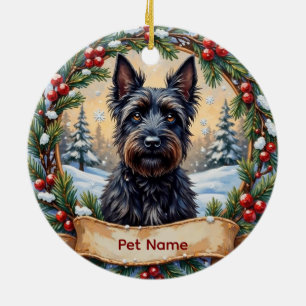 Personalized Scottish Terrier Christmas Ceramic Ornament