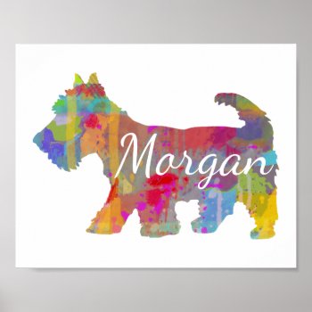 Personalized Scottish Terrier Scottie Art Print by Silhouette_Shop at Zazzle