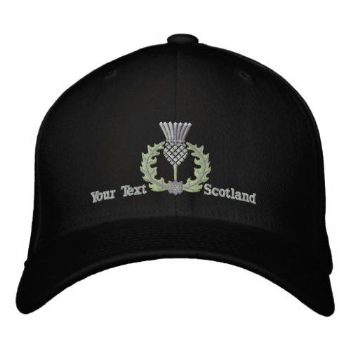 Personalized Scottish Thistle Scotland in silver Embroidered Baseball Cap