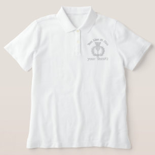 Personalized Scottish Thistle Scotland in white Embroidered Polo Shirt