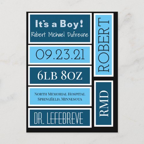 Personalized Scrapbook Baby Boy Labels Postcard