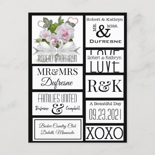 Personalized Scrapbook Wedding Labels Postcard