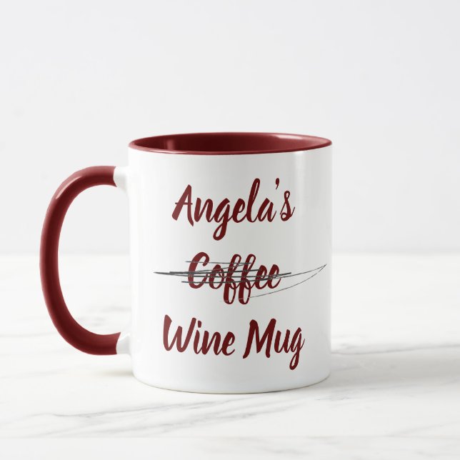 Personalized Scratched Out Coffee Wine Mug (Left)