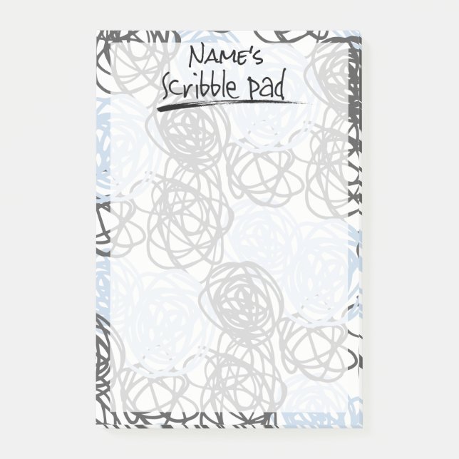 Personalized Scribble Pad (Blue/Charcoal) Post-it Notes (Front)