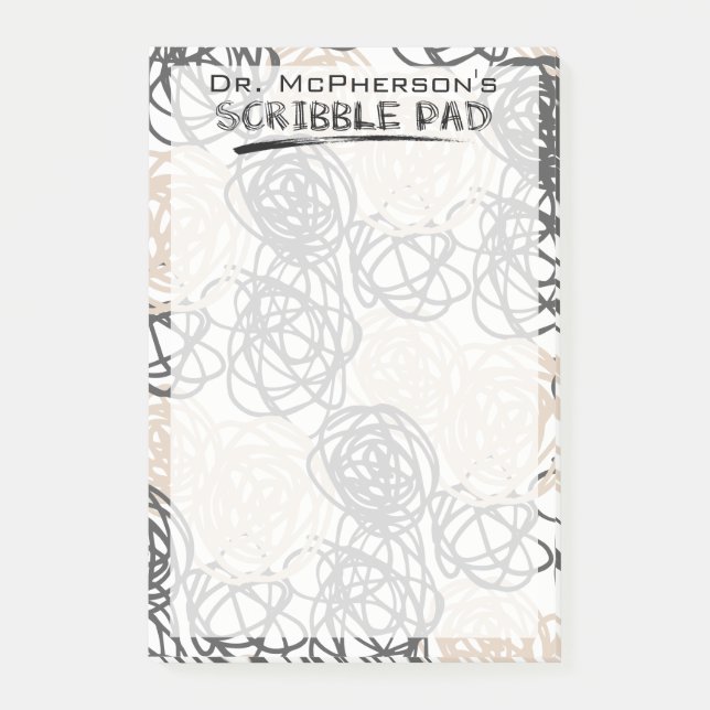 Personalized Scribble Pad (Tan/Charcoal) Post-it Notes (Front)