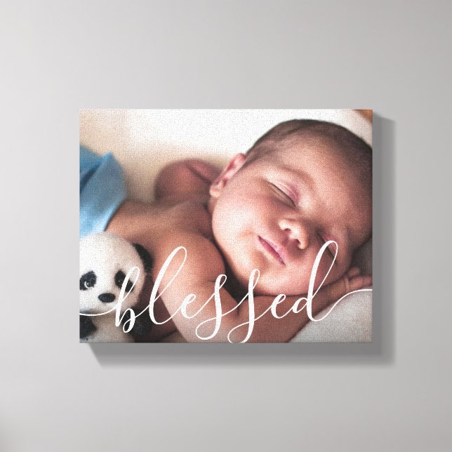 Personalized Script Baby Photo Canvas Print (Front)
