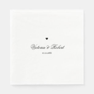 Personalized Script Black and White Heart Napkins
