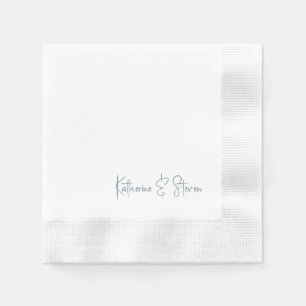Personalized Script Blue Names Coined Wedding Napkins