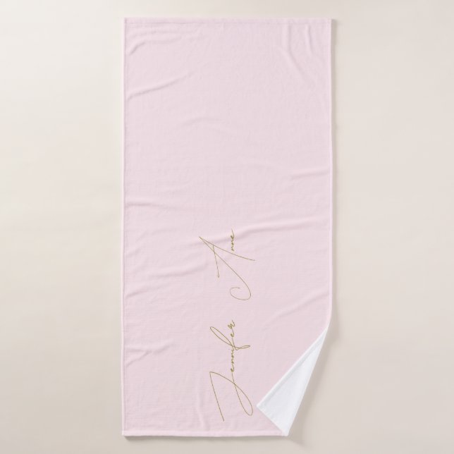 Personalized Script Blush Gold Name Bath Towel (Bath Towel)