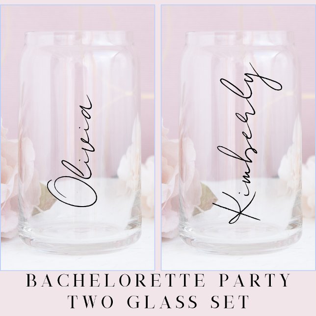 Personalized Script Bridal Bachelorette Party Can Glass (Creator Uploaded)