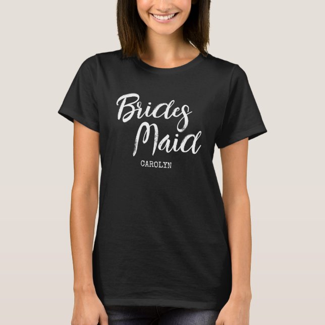 Personalized Script Bridesmaid T-Shirt (Front)