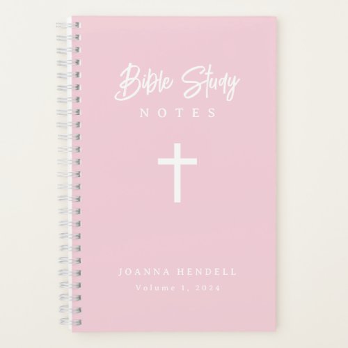 Personalized Script Calligraphy Pink Bible Study Notebook