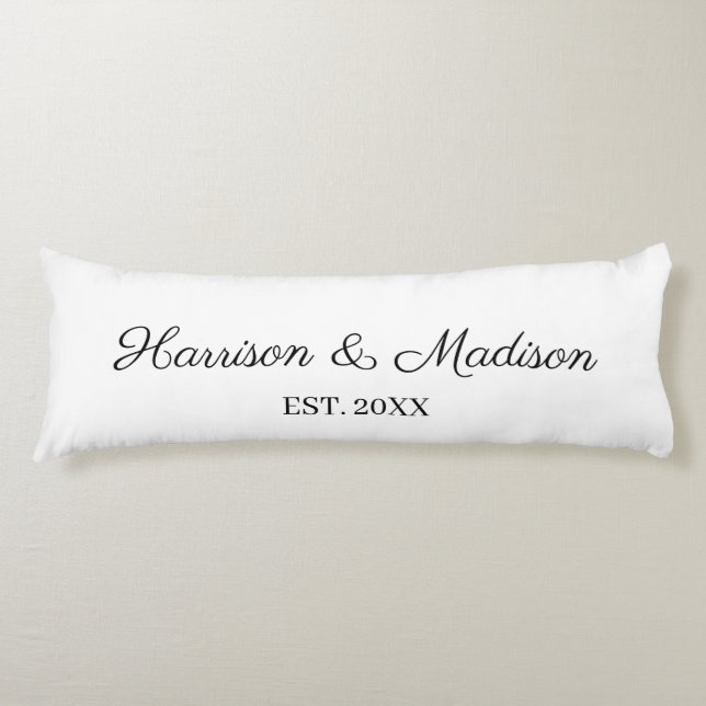 Personalized script couple name date Wedding Body Pillow (Front)