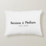 Personalized script couple names date Wedding  Accent Pillow<br><div class="desc">Personalized black and white script couple name date Wedding Accent Pillow.
Elegant,  classic,  minimalist design.</div>