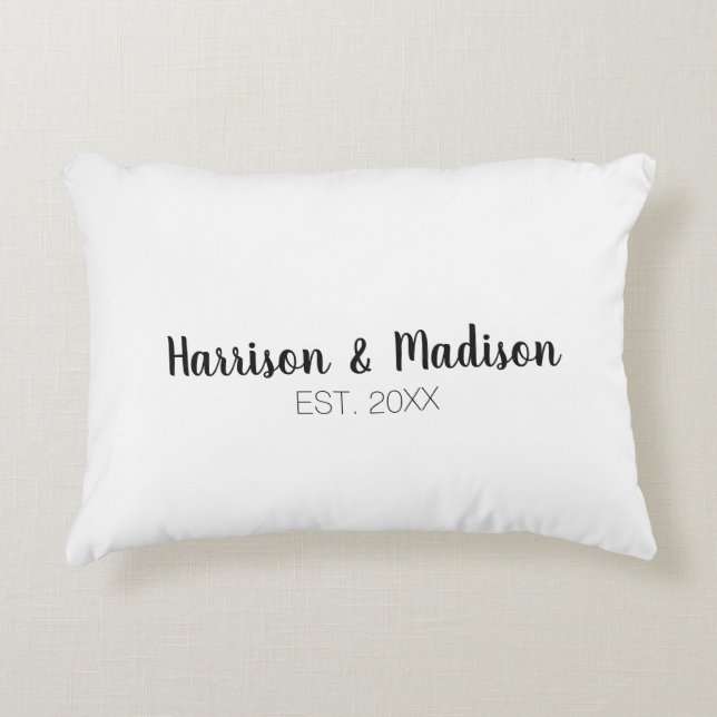 Personalized script couple names date Wedding  Accent Pillow (Front)