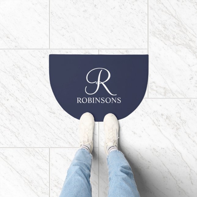 Personalized Script Family Name and Monogram Doormat (Indoor)