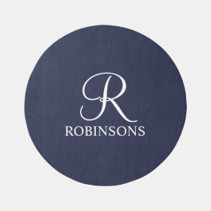 Personalized Script Family Name and Monogram Outdoor Rug