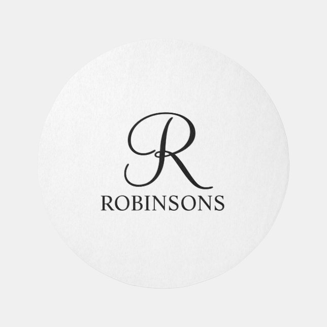 Personalized Script Family Name and Monogram Outdoor Rug (Front)