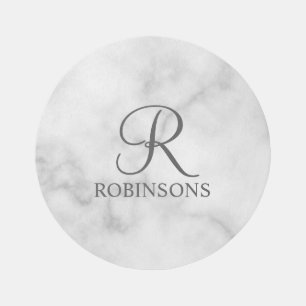 Personalized Script Family Name and Monogram Outdoor Rug