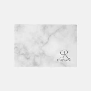 Personalized Script Family Name and Monogram Outdoor Rug