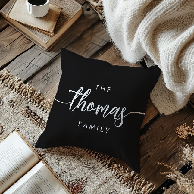 Personalized Script Family Name Housewarming Gift Throw Pillow (Creator Uploaded)