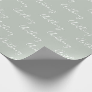 Personalized Script Green Elegant Wrapping Paper