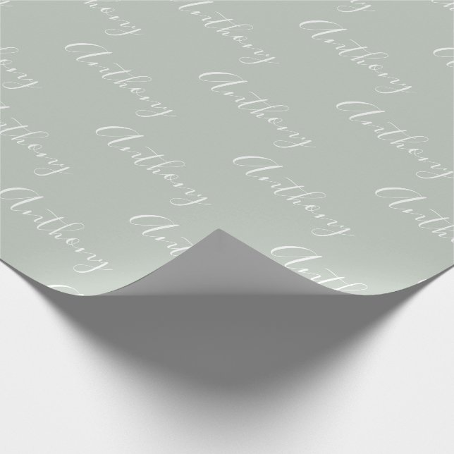 Personalized Script Green Elegant Wrapping Paper (Corner)