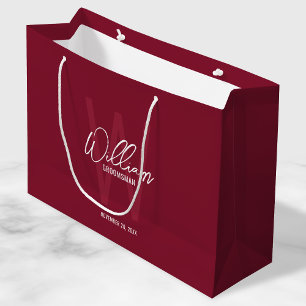 Personalized Script Groomsmen Monogram&Name Large Gift Bag