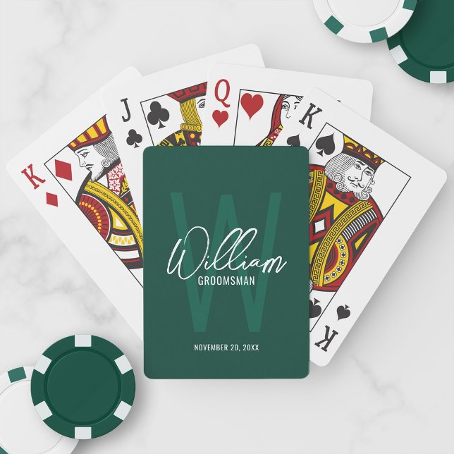 Personalized Script Groomsmen Monogram&Name Poker Cards (Creator Uploaded)