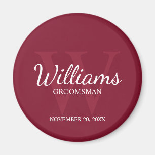 Personalized Script Groomsmen Name&Monogram Magnet