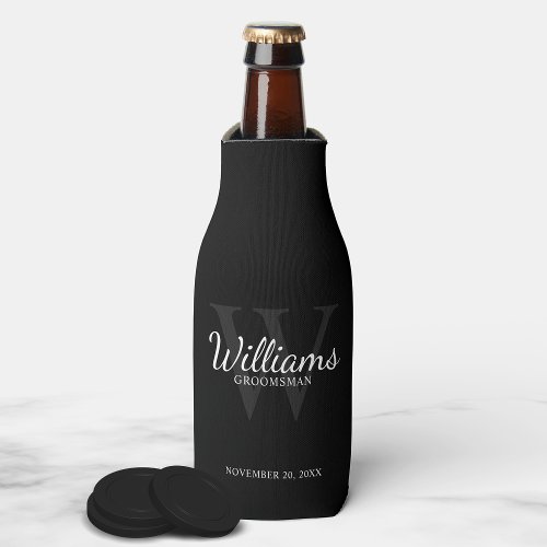 Personalized Script Groomsmens name and Monogram  Bottle Cooler