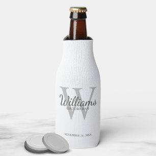 Personalized Script Groomsmen's name and Monogram Bottle Cooler