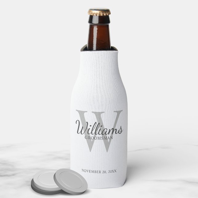 Personalized Script Groomsmen's name and Monogram Bottle Cooler (Creator Uploaded)