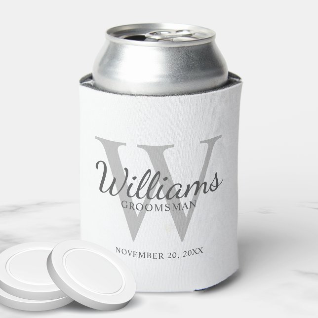Personalized Script Groomsmen's name and Monogram Can Cooler (Creator Uploaded)