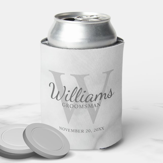 Personalized Script Groomsmen's name and Monogram  Can Cooler (Creator Uploaded)