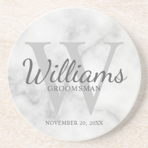 Personalized Script Groomsmen's name and Monogram Coaster